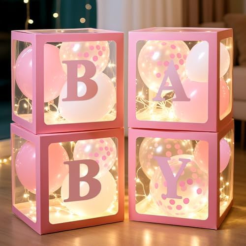 Ledido Baby Boxes with Letters & Balloons & Fairy Lights for Baby Shower by Ledido