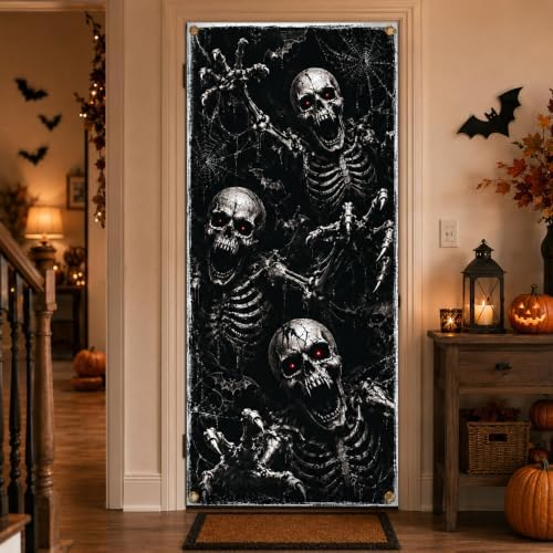 Halloween Door Banner 90 x 200 cm Polyester Hanging Door Cover, Skeleton Theme Front Door Decoration for Porch Entryway Wall Indoor Outdoor Seasonal Home Decor - Image 7