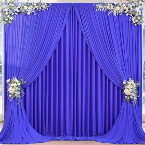 16x10FT Royal Blue Backdrop Curtains for Wedding Parties, Wrinkle Free Polyester Photography Backdrop Drapes for Wedding Baby Shower Birthday Parties Stage Background Stand Decorations 4x10ft,4 Panels by Partisky