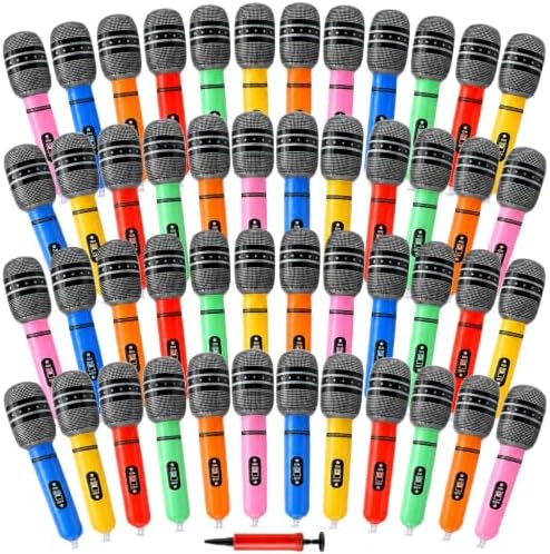 48 Pcs Inflatable Microphones with Pump, Party Props by Unknown