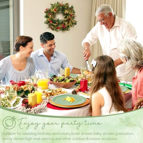 100 Pcs Sage Green Paper Plates and Napkins Disposable Set for Baby Shower - Image 5