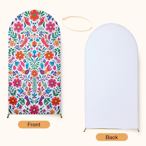 Set of 3 Arch Backdrop Cover Mexican Style 7.2ft 6.6ft 6ft Spandex Wrinkle Free Fitted Arch Background Top Chiara Arch Cover for Wedding Birthday Party Photography Arch Background - Image 6