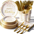 175PCS White Happy Birthday Plates Dinnerware Set, Napkins & Cups, Serve 25 by Tyzarglef