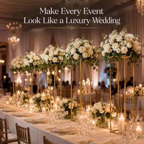 10 Pcs Wedding Centerpieces for Tables, 23.6in Gold Flower Stand for Wedding, Metal Floor Vase Table Centerpieces Column Stand for Party Wedding Birthday Event Home - Image 5