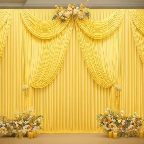 40x10FT Yellow Backdrop Curtains for Wedding Parties, Wrinkle Free Polyester Photography Backdrop Drapes for Wedding Baby Shower Birthday Parties Stage Background Stand Decorations 4x10ft,10 Panels - Image 6