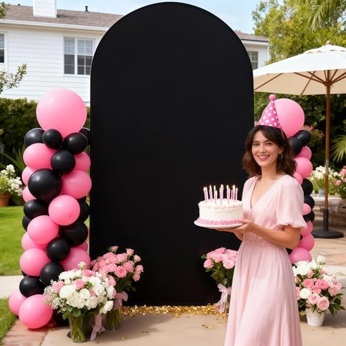 7.2 ft Arch Backdrop Cover Black - Double-Sided Spandex Arch Covers Stretchy Backdrop for Balloon Arches Birthday Party Baby Shower Banquet Wedding Photo Background - Image 6