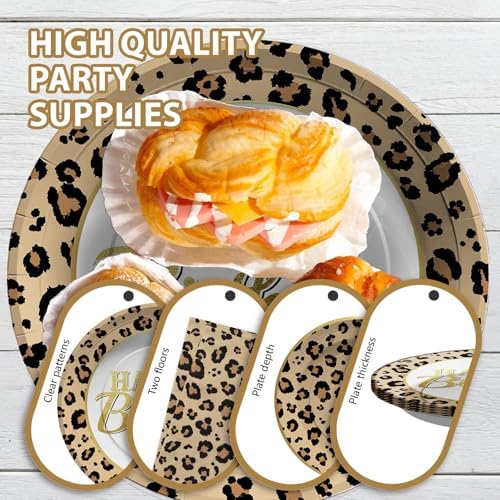 Grencian 96 Pcs Cheetah Print Birthday Decorations, Serves 24 - Image 6
