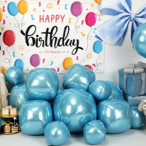 12PCS Light Blue Round Foil Balloons 22" 15" 10" Metallic Blue Balloons - Image 3