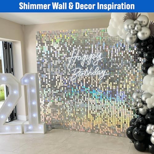 Ozikutech 36 Pcs Iridescent Silver Shimmer Wall Backdrop Panels for Party - Image 4
