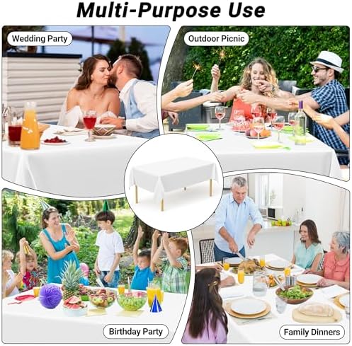 12 Packs Disposable Table Cloths, Plastic Tablecloths for Rectangle Tables - Image 6
