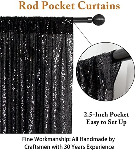 ShinyBeauty Sequin Drapes - Black 7FTx7FT Glitter Backdrop Fabric - 96Inches Long - Photography & Graduation Backdrop - Image 4
