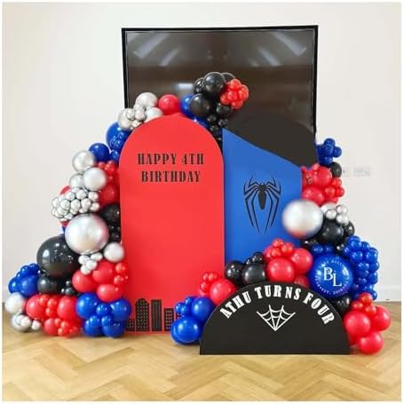 Spider Balloon Arch Garland Kit - 151Pcs Spider Theme Birthday Decorations Royal Blue Black Red Silver Spider Arch Kit for Man Baby Shower Super Spider Hero Theme Boys Kids Party Decorations - Image 3