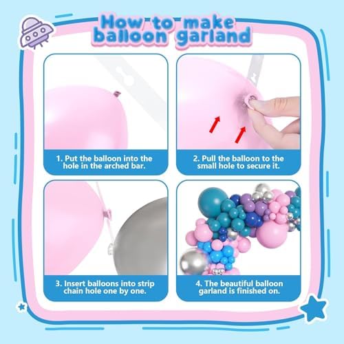 Amandir 157Pcs Pink Blue Balloon Arch Garland Kit with Table Skirt - Image 3