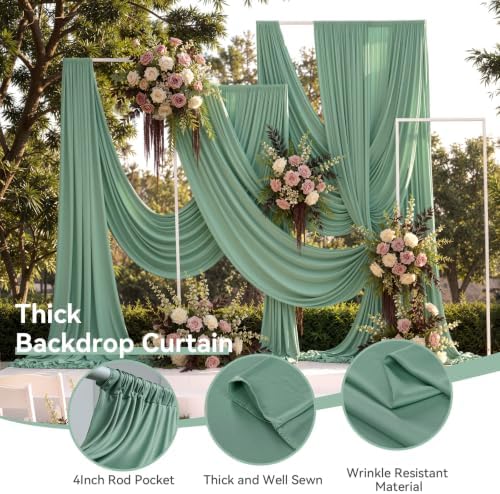 10 ft x 30 ft Sage Green Backdrop Curtains for Parties, Wrinkle Free Sage Green Photography Backdrop Drapes for Wedding Boys Birthday Baby Shower Bridal Shower Party - Image 7