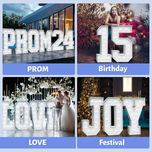 4FT Marquee Light Up Letter H, Foam Board & Water Bag, 12 Bulbs for Party - Image 6