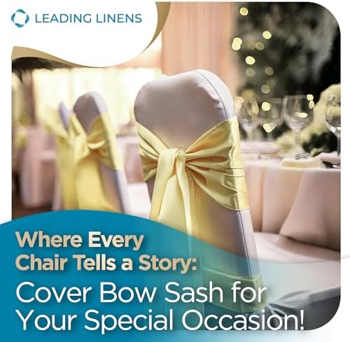 Leading Linens 250 pcs Yellow 108"x8" Satin Bow Sash Chair Cover Decoration - Image 4