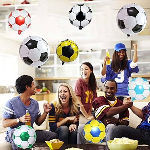 8Pcs Soccer Foil Balloons Set, 22 inch 4D Soccer Mylar Foil Balloons and 18 inch Multicolor Football Foil Balloons for Boys Kids Soccer Ball Game Fans Birthday Party Decoration Supplies - Image 6