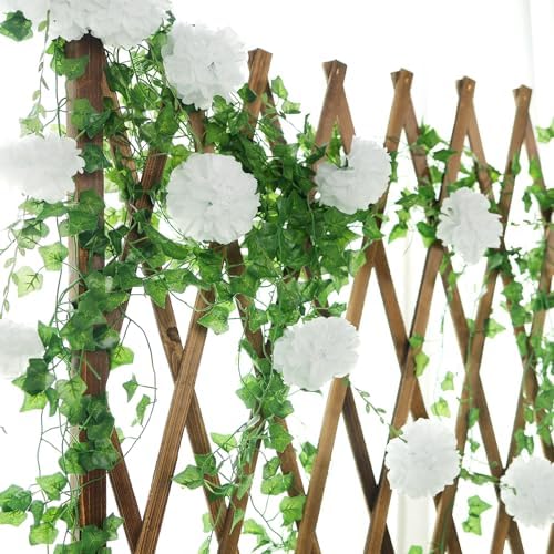White Tissue Paper Pom Pom Garlands, Paper Flowers for Birthday Decorations, Baby Shower, Wedding Engagement, Bridal Shower, Spring Summer Party Decorations, 2 Pcs - Image 5