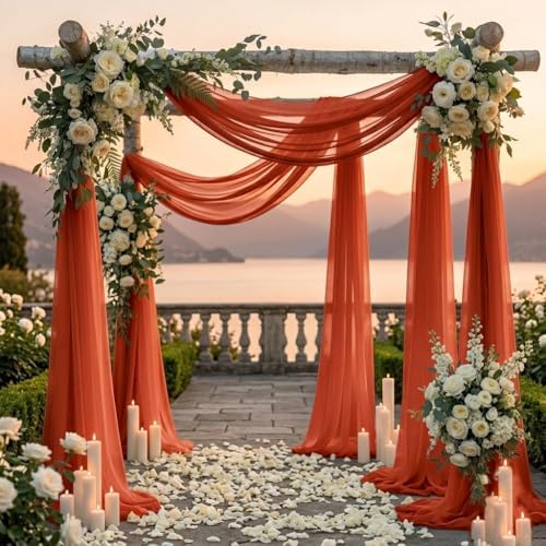 Pack of 2 Wedding Arch Drape Panel Fabric 30" x 50ft - Terracotta - Image 4