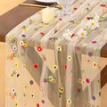 Flower Table Runner Fall Daisy Floral Tulle Cheesecloth Wedding Decor by Socomi