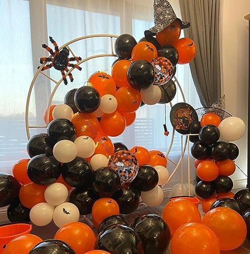 Halloween Balloons Black Orange Balloons Set, 50Pcs 12inch Black White Orange Confetti Latex Balloon Halloween Balloon for Celebration Party Bar Anniversary Graduation Decoration - Image 6