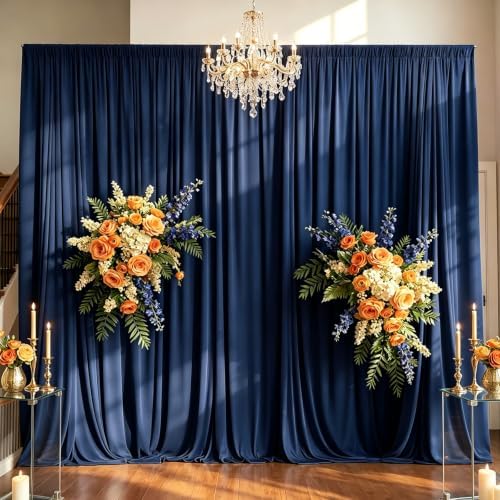 10x10ft Wrinkle Free Blue Backdrop Curtain for Parties by Gdmoon
