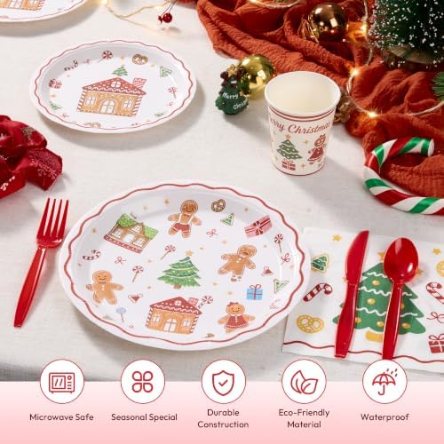 Goodluck 350 Pcs Christmas Paper Plates Napkins Cups Cutlery Party Set - Image 3