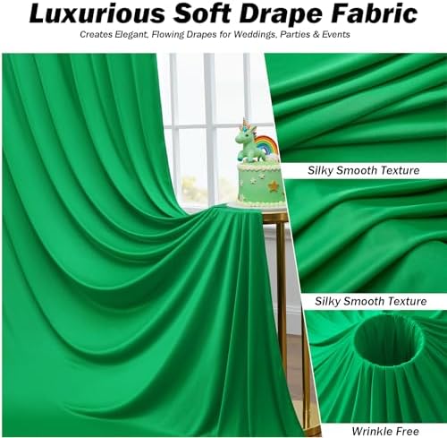 50x12 ft Green Backdrop Curtains for Weddings Parties, Birthdays and Photos - Image 2