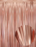 GOER 3.2 ft x 8.2 ft Metallic Tinsel Foil Fringe Curtains Party Photo Backdrop Party Streamers for Birthday,Graduation,New Year Eve Decorations Wedding Decor (5 Pcs,Matte Rose Gold,Thick Material) by GOER