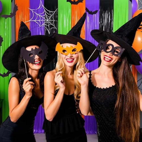 4 Packs Halloween Foil Fringe Curtain, Orange Black Purple and Green Metallic Tinsel Backdrop for Birthday, Baby Shower, Bachelorette, Halloween Party Decorations Favors Supplies Indoor Outdoor - Image 2