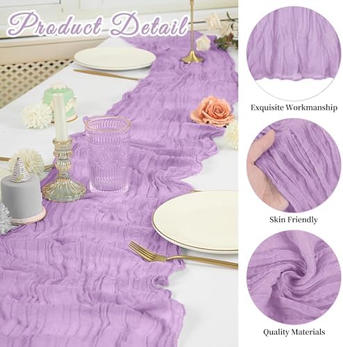 20 Pack Cheesecloth Table Runner 20 x 120 Inch, Lavender - Image 3