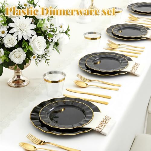 Glowserve 175 Piece Disposable Plastic Plates Dinnerware Set for 25 Guests - Image 3