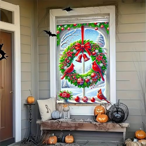 BlissYard Xmas Window Cover Banner Decor 32x47 Inch Fabric - Image 7