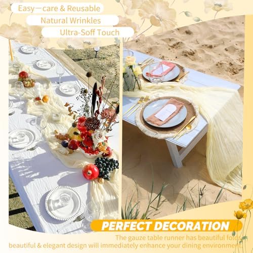 30 Pack Ivory Cheesecloth Table Runner 17x108 Inches Boho Home Decor - Image 6