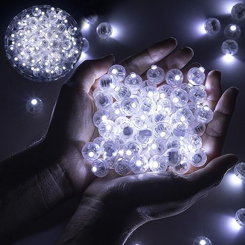 50pcs Balloon Lights Mini LED Lights Round Long Standby Time Ball Lamps for Paper Lantern Birthday Party Christmas Halloween Decoration White Plastic by chzk