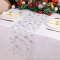 Snowkingdom Christmas Snowflake Silver Table Runner 11 Inch x 100 Feet Sparkly Silver Foil Glitter Metallic Mesh Dining Table Decorations for Seasonal Winter Xmas Festival Holiday Home Party by Snowkingdom
