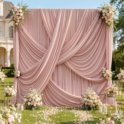20x12 ft Dusty Pink Backdrop Curtains for Weddings, Birthdays and Photos by PartyVillage