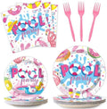 Qyeahkj 100 Pcs Summer Pool Party Plates and Napkins Set Pink Swimming Pool Party Decorations Supplies Beach Disposable Paper Tableware Dinnerware Favors Birthday Shower Serves 25 by Qyeahkj