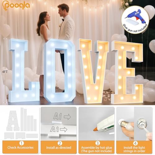 Pooqla 4 FT Marquee Letters, Light Up Letter L, Cool White and Warm White - Image 4
