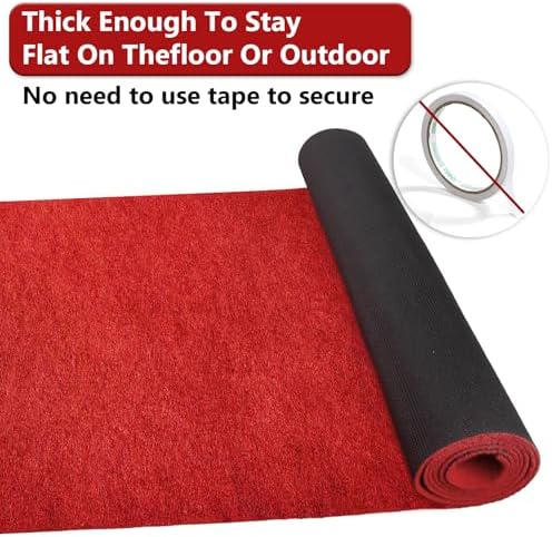 Red Carpet Runner Rug for Party and Event, Non-Slip TPR Rubber Backed Aisle Runway red Rug for Step, Proposal & Wedding Christmas Thanksgiving Decorations, Runway Rug for Prom(3 x 30ft, 450 GSM) - Image 4