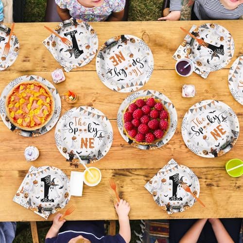 Grencian 96Pcs Halloween Ghost 1st Birthday Party Supplies，Serves 24 - Image 7