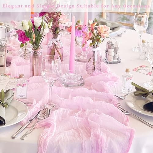 Light Pink Cheesecloth Table Runner 6 Pack 10FT Rustic Gauze Fabric Cheese Cloth Table Runner for Wedding 20 x 120 Inch Long Bridal Baby Shower Table Decorations Boho Sheer Birthday Party Table Decor - Image 7