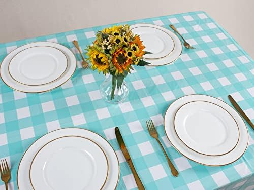 Kesfey Blue Gingham Tablecloth Picnic Party Checkered Table Cover 3 Packs - Image 6