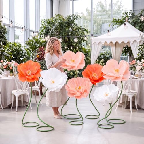 7 Pcs 5ft Boho Large Corn Poppy Flower Giant Artificial Poppies - Image 4