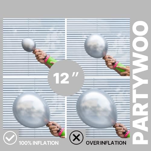 PartyWoo Black and Silver Balloons 66pcs 12 Inch Black Silver Balloons - Image 6