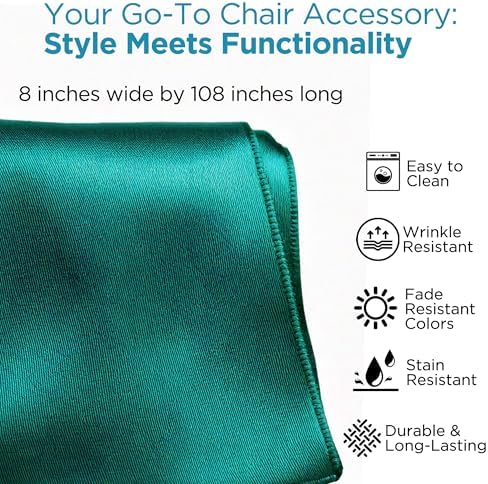 Leading Linens 12 pcs Hunter Green 108"x8" Satin Bow Sash Chair Cover Decor - Image 2