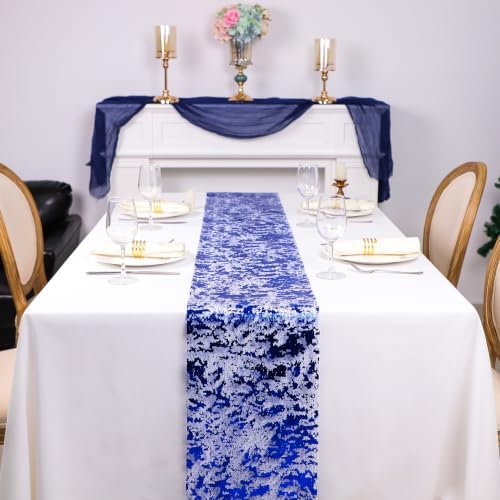 Royal Blue Table Runner, Glitter Metallic Foil Mesh Roll 100 Feet - Image 5