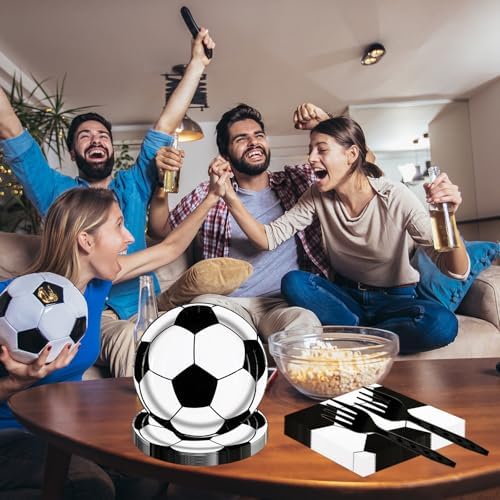 48Pcs Soccer Paper Plates&Napkins Soccer Birthday Party Supplies - Image 7