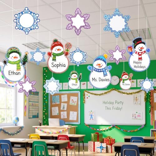 Blulu 40pcs Christmas Cutouts Winter Bulletin Board, Snowman - Image 6