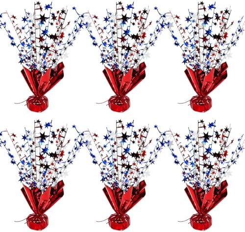 FUBININA 6 Pack 4th of July Table Centerpiece Decoration Metallic Foil Spray Star Burst Patriotic Decor 250th Anniversary Independence Day Labor Veteran Memorial Day Party Supplies, Red White and Blue by FUBININA